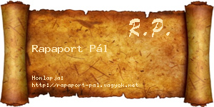 Rapaport Pál névjegykártya